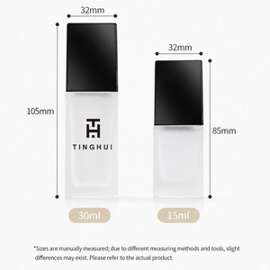 Vente en gros de flacons en verre à pompe pour cosmétiques, emballages cosmétiques plats rechargeables de 15 ml, 20 ml, 30 ml, 40 ml, pour sérum, fond de teint liquide, crème pour le visage - Product Image 2
