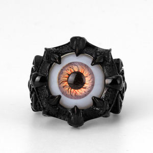 Bague en acier inoxydable 316 avec griffe d'œil de démon gothique pour homme, en métal noir avec texture d'œil 3D, design audacieux, sombre et rébelliant - Product Image 2
