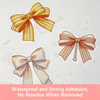 Autocollants adhésifs transparents en PET imperméables, style Loli avec nœud papillon Kawaii, pour décoration d'ordinateur portable, mignons, vente en gros, feuille personnalisée