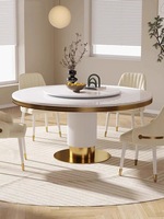 Table à manger moderne et minimaliste de luxe Ensemble de chaises Circulaire de luxe léger en bois massif pour villa haut de gamme Table de grande unité haut de gamme
