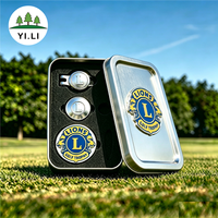 Ensemble de marqueurs de balle de golf magnétiques avec clip pour chapeau, trophée de golf Lions, logo personnalisé, accessoires de golf, boîte en métal, cadeau pour un tournoi de golf, souvenir