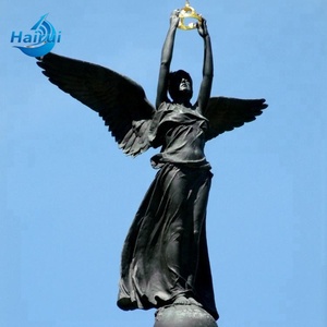 Scultura di Angelo della <span class=keywords><strong>Mitologia</strong></span> Greca in Bronzo con Base in Marmo - Product Image 5