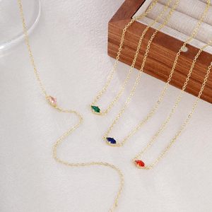 <strong>Golden</strong> Zero-Link <strong>Chain</strong> <strong>Necklace</strong> with Dark Green Zircon Birthstone July 40+5cm for Anniversaries N0843 - Product Image 2