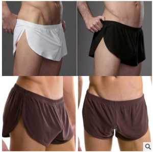 Sous-vêtements pour hommes en soie de lait, sexy, amples, respirants, avec fente, pantalon de pyjama Aro - Product Image 2