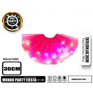 HALLOWEEN rosa rossa #88714T gonna in Tulle da 30CM con paillettes a stella accessorio Costume da donna di Halloween - Product Image 1