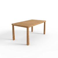 Table à manger élégante Devora, surface spacieuse et élégante, pieds en bois robustes, design Japandi, teck, 4 places, mobilier de salle à manger d'intérieur