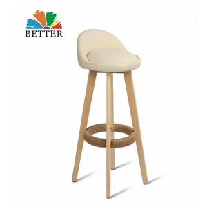 Taburete de madera maciza minimalista para Bar, moderno taburete de barra frontal alta para cocina, silla de Bar Retro - Product Image 1