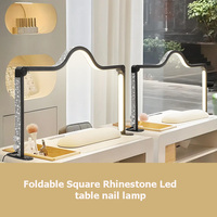 Lampe à ongles LED pliable carrée avec logo gratuit, rose et noire, lampe de table de bureau demi-lune pour salon de manucure et extensions de cils