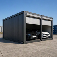 Garage préfabriqué en acier portable en gros avec portes à double volet roulant pour le stationnement de deux véhicules et le rangement sécurisé des outils