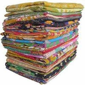 Vintage <b>Indian</b> Kantha Patchwork <b>Quilt</b> Handmade Reversible Washable Cotton Throw Boho Bedspread Hand-Stitched Blanket for Hotel - Product Image 3