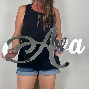 Panneau personnalisé avec nom, plusieurs polices, miroir acrylique, panneau d'entreprise, logo <span class=keywords><strong>de</strong></span> réception, <span class=keywords><strong>lettres</strong></span> acryliques 3D personnalisées, panneau <span class=keywords><strong>de</strong></span> nom pour crèche - Product Image 1