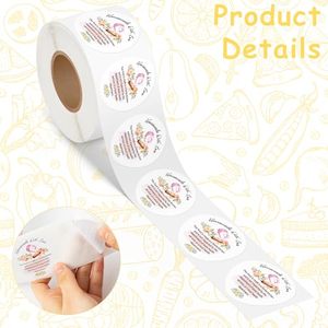 สติกเกอร์ติดเองแบบวงกลม ทำด้วยมือด้วยความรัก กระดาษเป็นมิตรกับสิ่งแวดล้อม สำหรับบรรจุภัณฑ์อาหาร ขนาดเส้นผ่านศูนย์กลางแกน 3 นิ้ว - Product Image 5