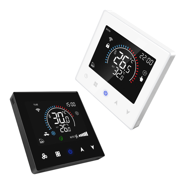 Modern Design Wifi Fan Coil Thermostat with Remotely Smart Life Tuya Thermostat for Air Conditioning 2 Pipes AC Thermostat
