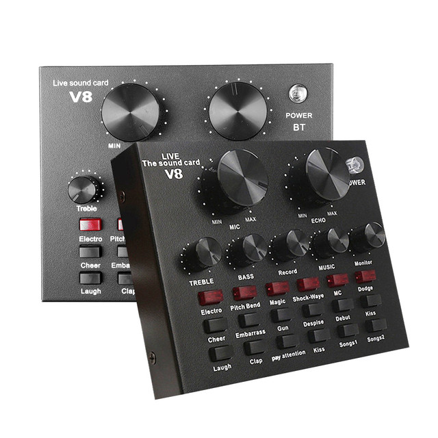 V8 USB 5.0 Audio Sound Card USB External Headset Microphone Live Broadcast for Radio Braodcasting Singing Recording Sound Card