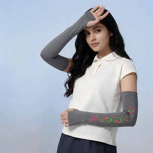 ปลอกแขนกันแดดลายดอกไม้สำหรับผู้หญิง ระบายความร้อน ป้องกันรังสียูวี เหมาะสำหรับกิจกรรมกลางแจ้ง ปั่นจักรยาน ตกปลา ขับรถ - Product Image 2