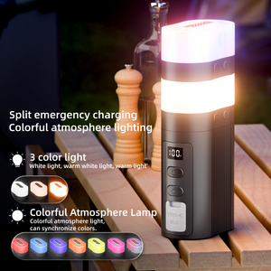 Linterna LED <span class=keywords><strong>solar</strong></span> portátil con USB, 11 modos, PC duradera, plástico IP44, resistente al agua, 3000-6000K, temperatura de Color, para acampar al aire libre, Blanco, Negro, ROHS - Product Image 2