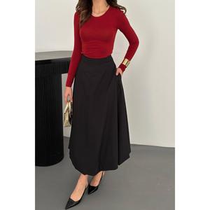 Wholesale Satin Silk Cotton Balloon <b>Skirts</b> <b>Black</b> Embroidered Sequins Print Decoration Flared Design XS Size Natural <b>Long</b> Plain - Product Image 3