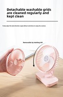 D606 Vente en gros usine – Mini ventilateur de voiture portable USB rechargeable de haute qualité, 3600 mAh, moteur sans balais, 4 vitesses réglables, silencieux
