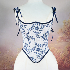 <span class=keywords><strong>Corset</strong></span> floral vintage Renaissance à lacets et nœud au dos, bustier à baleines en acier, gaine amincissante pour femme, style streetwear - Product Image 5