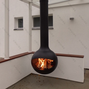 Cheminée suspendue sphérique CRUISE pour plafond, <span class=keywords><strong>foyer</strong></span> <span class=keywords><strong>ouvert</strong></span>, chauffage au bois, métal, <span class=keywords><strong>gaz</strong></span> naturel/propane, 360 degrés - Product Image 1