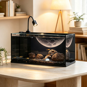 Aquarium de bureau carré tout-en-un avec filtre intégré, projecteur zoomable 3 couleurs, verre ultra-clair à faible teneur en fer, nano-aquarium vivant - Product Image 1