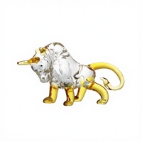 Figura de Toro Miniatura de Cristal LS Hecha a Mano, Figura de Animal de Cristal Salvaje Pulido, Coleccionables en Miniatura, Decoración para el Hogar con Feng Shui de la Suerte