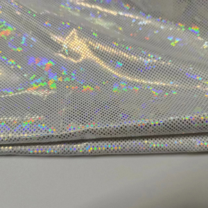 Thời trang mới mềm cảm ứng trắng bạc Holographic kính ánh sáng bóng trọng lượng Polyester lụa satin vải chất liệu - Product Image 6