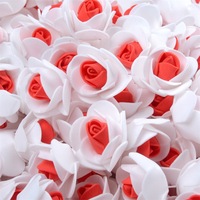 Têtes de roses en mousse PE bicolores de 3,5 cm, petites fleurs artificielles pour couronnes de mariage, décoration de boîtes à bonbons, artisanat DIY