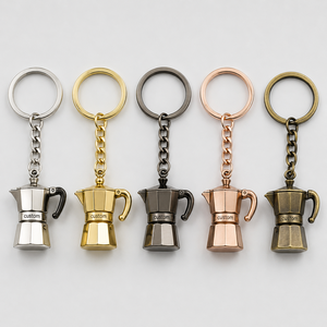 Llavero de cafetera <span class=keywords><strong>Moka</strong></span> mini personalizado al por mayor de alta calidad, estilo cultura del café, decoración para cafeterías y bares, recuerdo, llavero. - Product Image 1