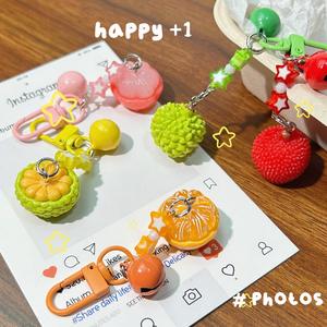 พวงกุญแจโทรศัพท์มือถือรูปผลไม้สดแบบสามมิติ ทำจากพลาสติก/เรซิ่น ของเล่นรูปอาหาร สำหรับนักเรียน จี้กระเป๋า รูปส้ม <span class=keywords><strong>ทุเรียน</strong></span> - Product Image 1