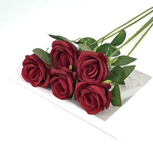 Chất Lượng Cao Faux Nhung Màu Đỏ Rosa Màu Hồng Hoa Số Lượng Lớn Bán Buôn Bất Cảm Ứng Hoa Hoa Hồng Nhân Tạo Tăng Lụa Hoa - Product Image 6