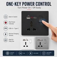 Prise murale universelle DepoGuye 13A pour usage industriel et hospitalier, avec USB Type C PD20W à charge rapide, 1/2 prises avec interrupteur, 3 broches