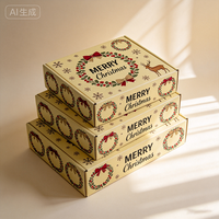 Boîte de Noël personnalisée avec couronne florale imprimée numériquement, production en 72h, boîte d'expédition en carton imperméable