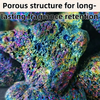 Pierre de lave volcanique arc-en-ciel en vrac, irrégulière et poreuse, pour diffuseur, emballage OEM, pierre décorative d'aromathérapie, fournie directement par l'usine