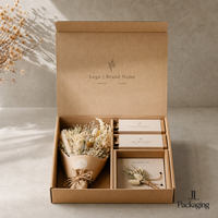 Boîte à fleurs en kraft personnalisée avec logo imprimé pour les cadeaux de mariage, pour fleurs séchées écologiques