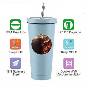 Moderno minimalista 304 in acciaio inox a bocca larga Thermos riutilizzabile dritto tazza isolante coperchio paglia per vino o caffè ragazze - Product Image 4