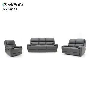 Geeksofa Factory Wholesale 3+2+1 Modern Air Leather Manual Motion Recliner Sofa Set For Living Room Furniture