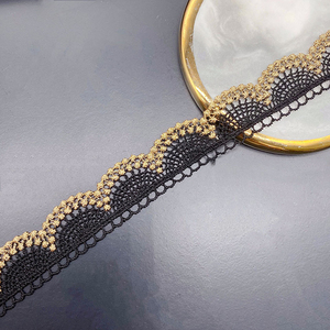 Usine directe 100% polyester or dentelle bordure dentelle garniture <span class=keywords><strong>noir</strong></span> perlé broderie applique garniture - Product Image 2