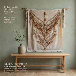 Décoration murale en coton respirant, fabriquée artisanallement et éthiquement, modèle HOME-5016, design élégant, pièce d'exception de la marque PER CLIENT. - Product Image 3