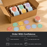 Autocollants pour sacs cadeaux personnalisables en forme de cercle, colorés, adhésifs, résistants, écologiques, avec inscription « Merci »