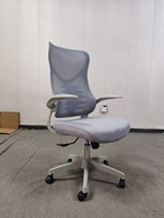 Chaise de bureau ergonomique en maille gris clair avec accoudoirs réglables et pivotants pour la maison et le bureau
