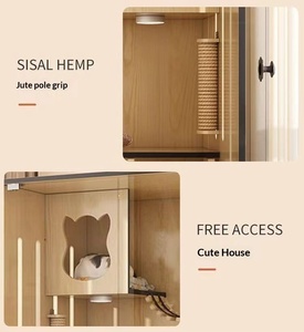 Grande villa pour <span class=keywords><strong>chat</strong></span> en bois d'intérieur avec fenêtre en verre trempé, cage de luxe multi-niveaux pour <span class=keywords><strong>chat</strong></span>, respirante pour l'intérieur - Product Image 4