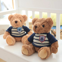 Fabrication sur mesure d'ours en peluche super mignons, fabricant d'animaux en peluche en coton, jouets en peluche doux avec logo de l'entreprise sur t-shirt