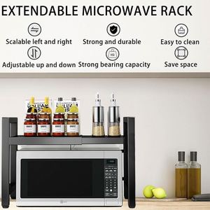 <b>Adjustable</b> Microwave Oven Rack Micro Oven Stand Kitchen Extended Microwave Oven Grill <b>Shelf</b> Microwave Storage Stand for Oven - Product Image 4