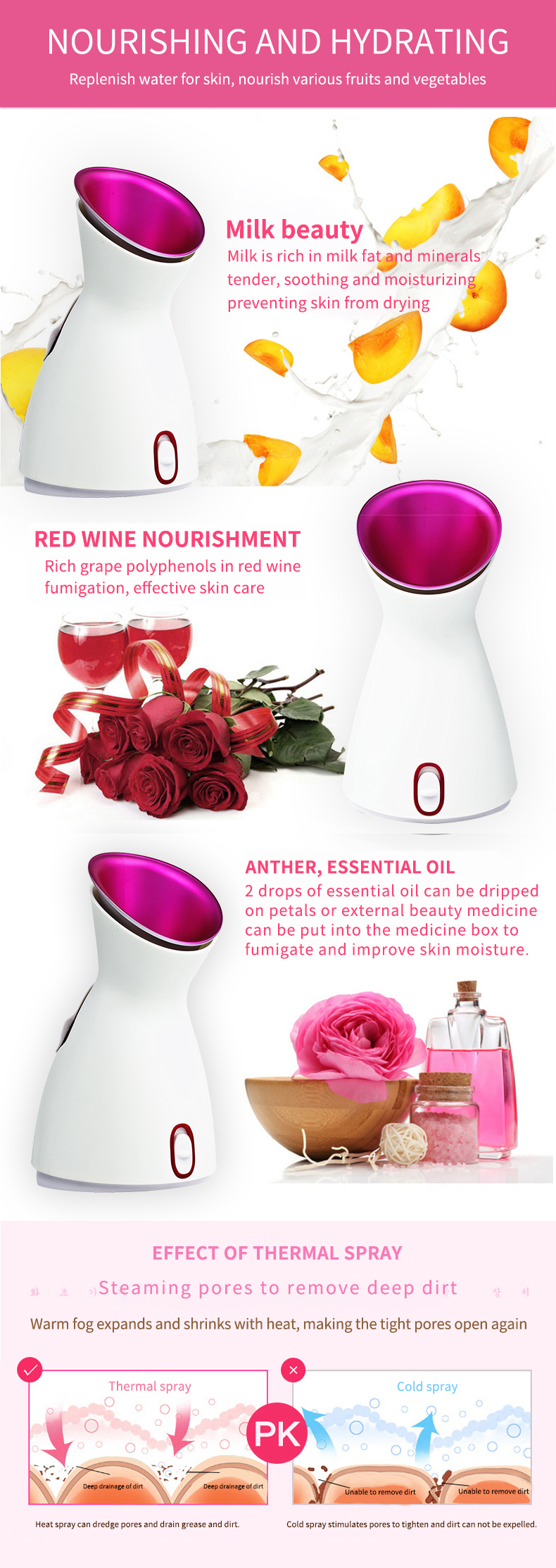 Elegant Commercial Heavy Duty Wholesale Professionals Portable Buy Online Logo Nano Spray Facial Face Steamer