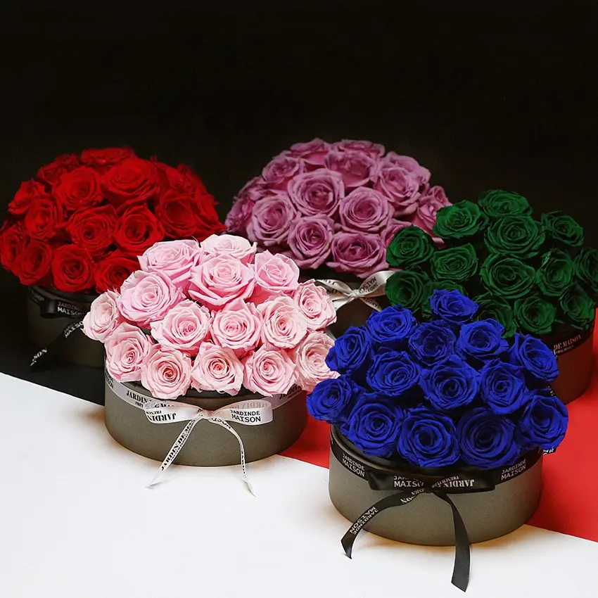 Nouveauté de luxe fleur conservée pour toujours boîte de Roses éternelles cadeaux saint-valentin fête des mères 2023 Roses conservées