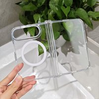 Coque de téléphone en PC transparent TPU N52 magnétique avec protection avant en verre pour iPhone Duo, coque rigide antichoc pliable