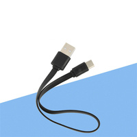 Kabel pengisi daya USB ke USB C 3.1, mie datar pendek 30cm, adaptor pengisian daya Cepat 0.3m, kabel bulat Tipe C