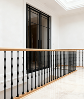 Nouveau Style Bambou Design Noir Broches En Métal Balustrade En Fer Forgé Main Courante Escaliers Garde-corps pour la Villa Appartement