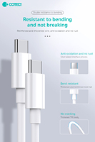 Kabel Data Pengisian Cepat COTECi Berkualitas Tinggi Tipe-C Ganda 100w Portabel untuk Macbook